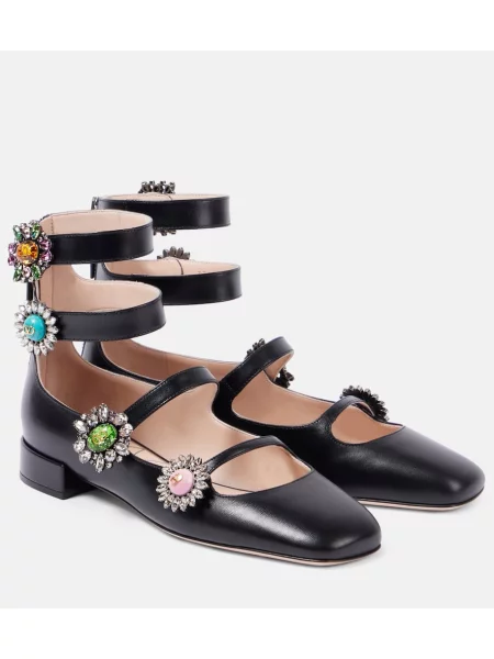 Balerini Valentino Garavani din piele negru