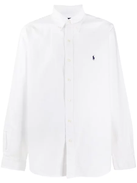 Keprová košile Polo Ralph Lauren s límečkem s knoflíky bílá