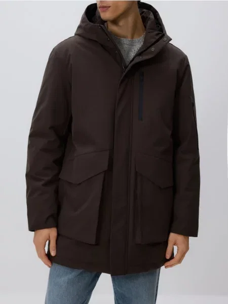 Парка Reserved с капюшоном коричневая