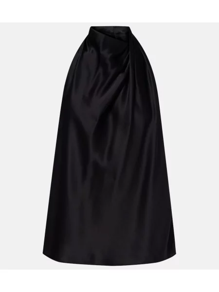 Top The Sei din satin cu gât halter negru