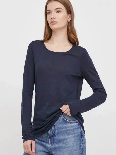 Tričko s dlouhým rukávem Sisley tmavomodrá