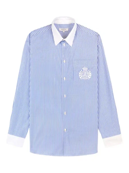 Cămașă Sporty & Rich cu broderie cu dungi albastru