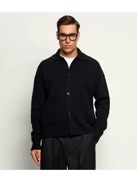 AMI Paris De lână cardigan | Relaxed fit negru