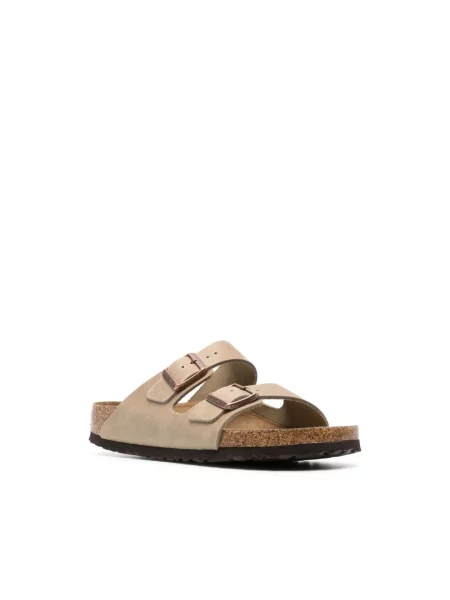 Klapki Birkenstock skórzane beżowe