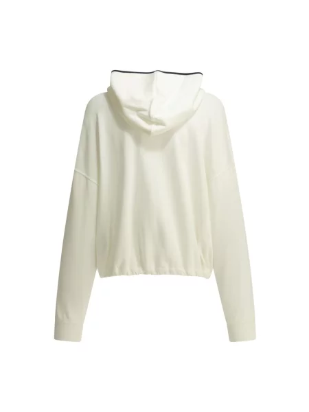 Bluza z kapturem Brunello Cucinelli z kapturem frotte biała