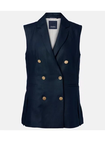 Lniana kamizelka S Max Mara niebieska