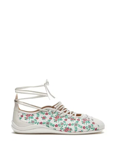 Sneakerși Lili Curia cu șireturi cu model floral din dantelă alb