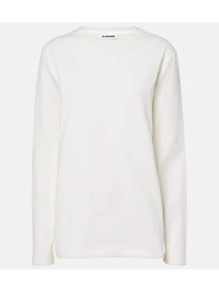 Top Jil Sander din jerseu alb