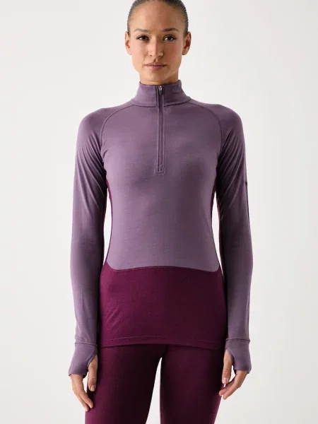 Icebreaker funkční tričko s dlouhým rukávem z merino vlny Merino ZoneKnit fialové