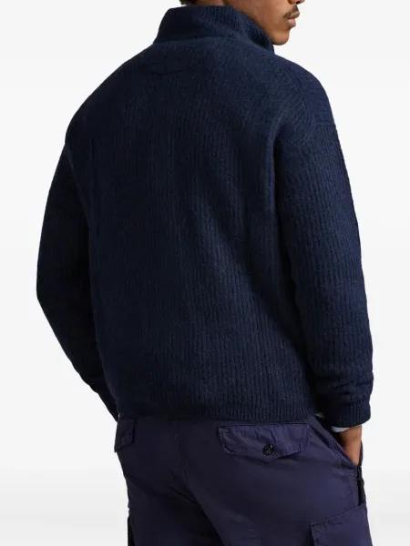 Плисирана шапка с козирки Polo Ralph Lauren на райета кепър синьо
