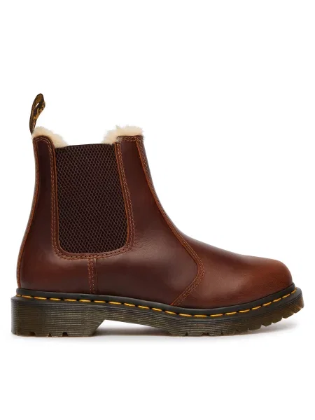 Dr. Martens Μποτάκια με λάστιχο Leonore Faux Fur Lined καφέ