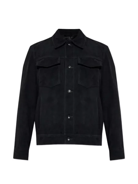 Geacă Rag & Bone din piele de căprioară albastru