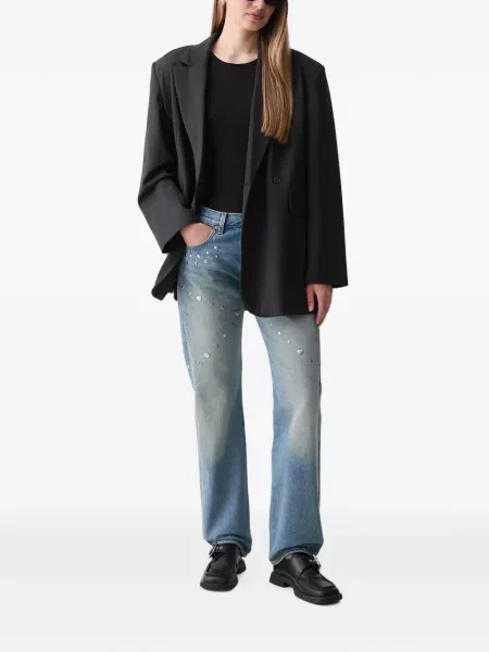Pantaloni scurți din denim Levi's® din dantelă zdrențuiți cu talie înaltă albastru