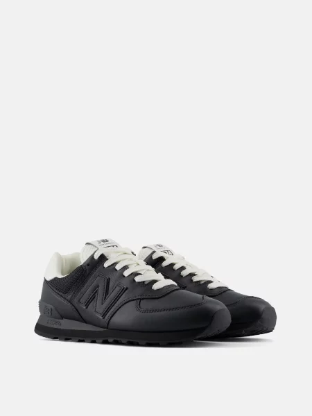 Кожаные повседневные кроссовки New Balance 574 черные