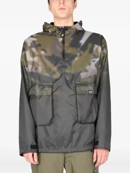 Geacă Arkair cu imagine cu model camuflaj de jumătate de fermoar maro