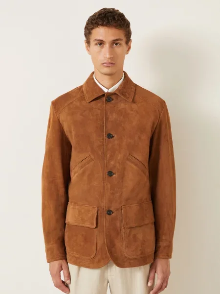 Kožená bunda Ralph Lauren Purple Label fialová