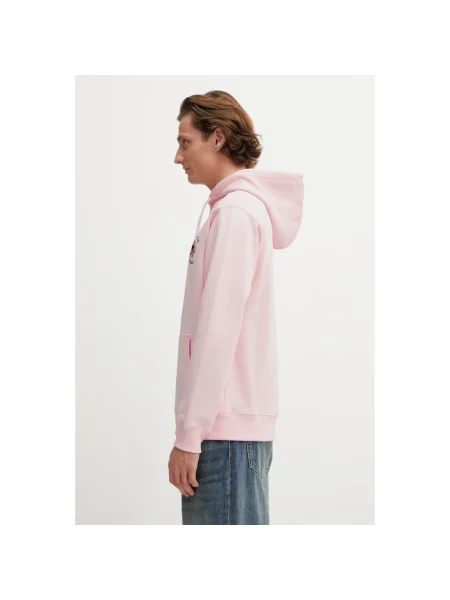 Drôle de Monsieur bluza Hoodie Slogan Rose różowa