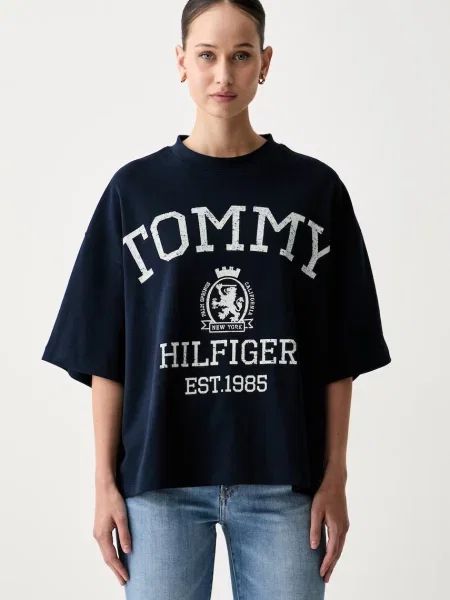 Tommy Hilfiger tricou oversized pentru femei din bej