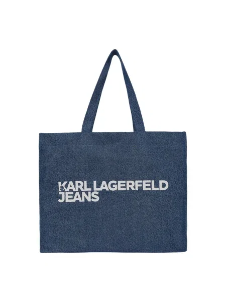 Torebka Karl Lagerfeld Jeans z autografem niebieska