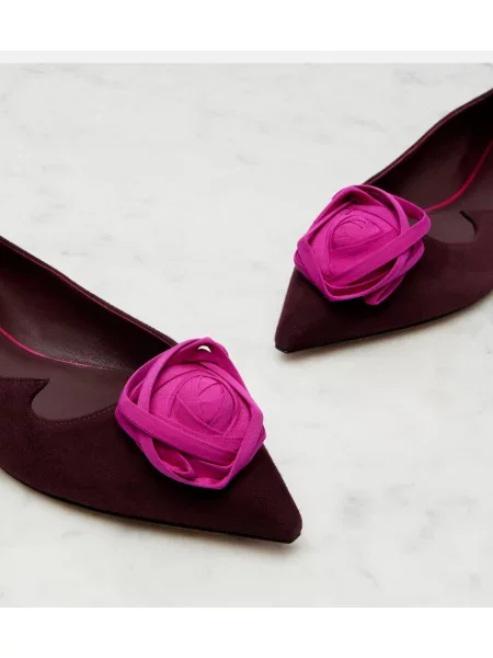 Balerini Roger Vivier din piele de căprioară roz
