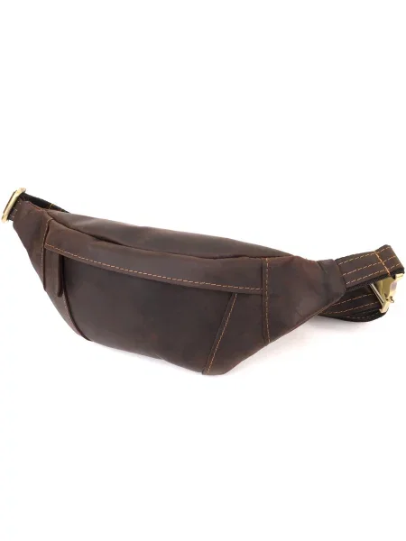 Кожаная поясная сумка Shvigel коричневая