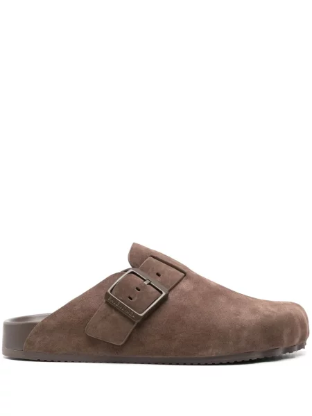Papuci tip mules Balenciaga din piele de căprioară maro