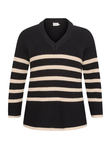 KAFFE CURVE Pulover Iri bež crna