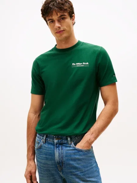 TOMMY HILFIGER Tričko HERALD zelená biela