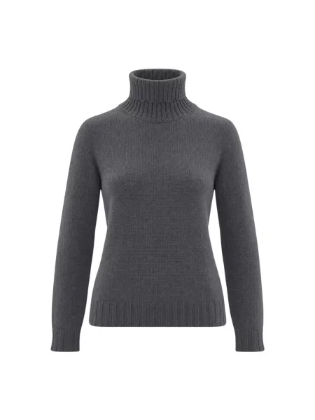 Lniany sweter z golfem Fabiana Filippi szary