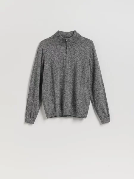 Свитер Reserved с воротником стойка серый