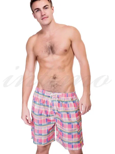 Пляжные мужские шорты с принтом рожеві