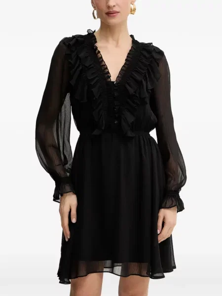 Lung rochie mini Morgan cu volane negru