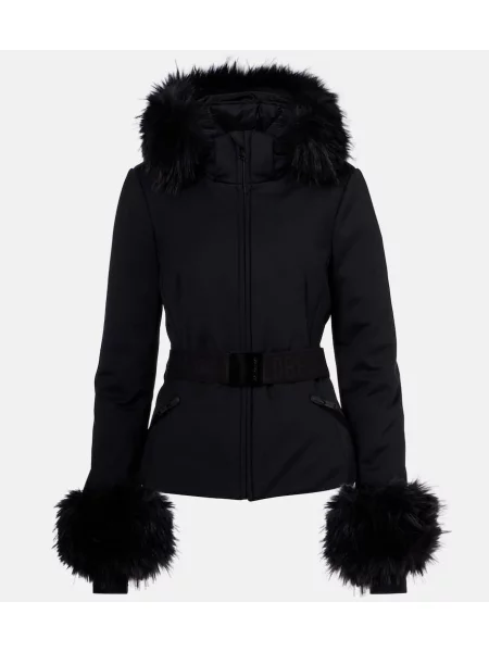 Jeździć na nartach sztuczne futro kurtka narciarska Goldbergh czarna