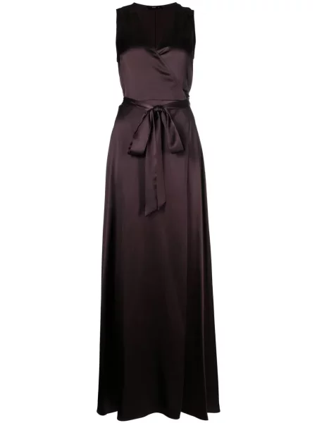 Satynowa maksi sukienka maxi Voz garniturowa brązowa