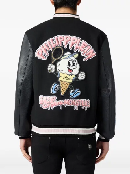 Geacă bomber Philipp Plein cu aplicații negru