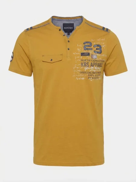 KOROSHI Tricou safir / galben muștar alb