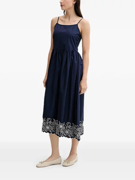Rochie midi Benetton cu broderie albastru