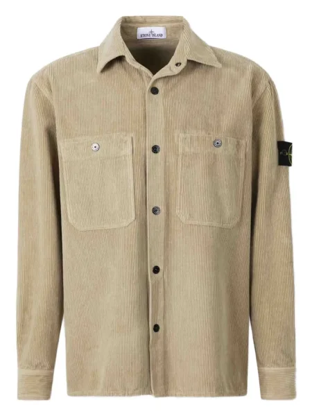 Cămașă Stone Island de catifea cord cu strasuri maro