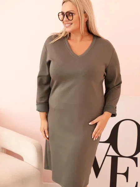 Odgovarati haljina Kesi Włoski s V-izrezom kaki