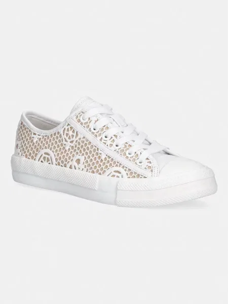Sneakerși Guess din dantelă alb