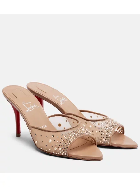 Mules Christian Louboutin se síťovinou béžové