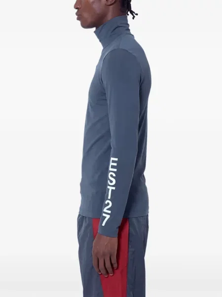 Tricou Lacoste cu imagine cu guler înalt stretch gri