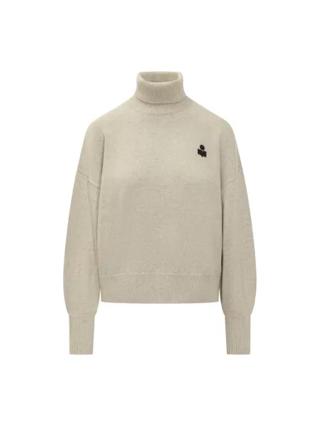 Lniany sweter z golfem Marant Etoile szary