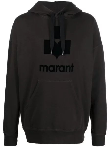 Hanorac cu glugă Marant cu imagine negru