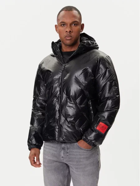 Emporio Armani Jakna iz umetnega usnja črna