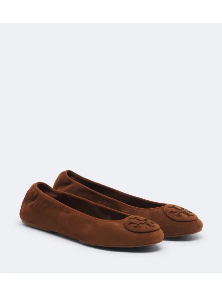Semišové baleríny Tory Burch hnědé
