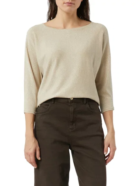 Sweter o kroju relaxed fit z imitacji dzianiny z mieszanki beżowy