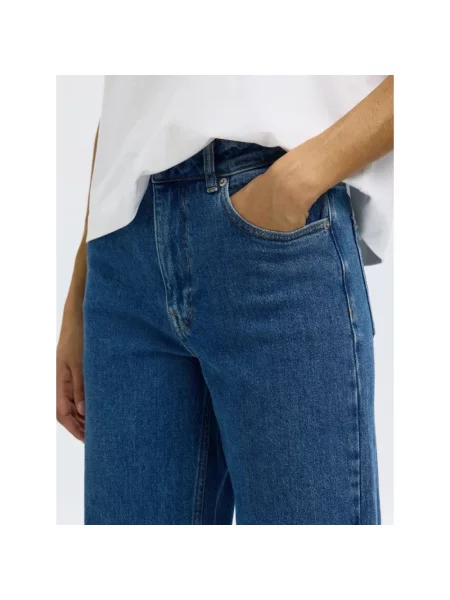 Selected Femme Jeansy Kobieta Niebieski Wide Jeansy granatowe