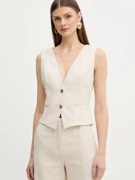 Fracomina vestă cu adaos de in bej