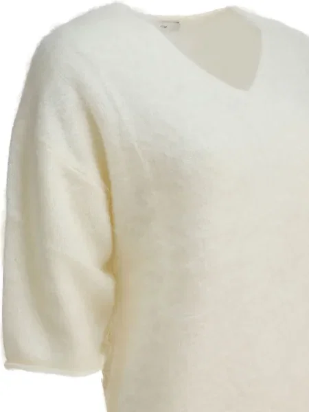 Tricou R2w cu decolteu în V scurt alb